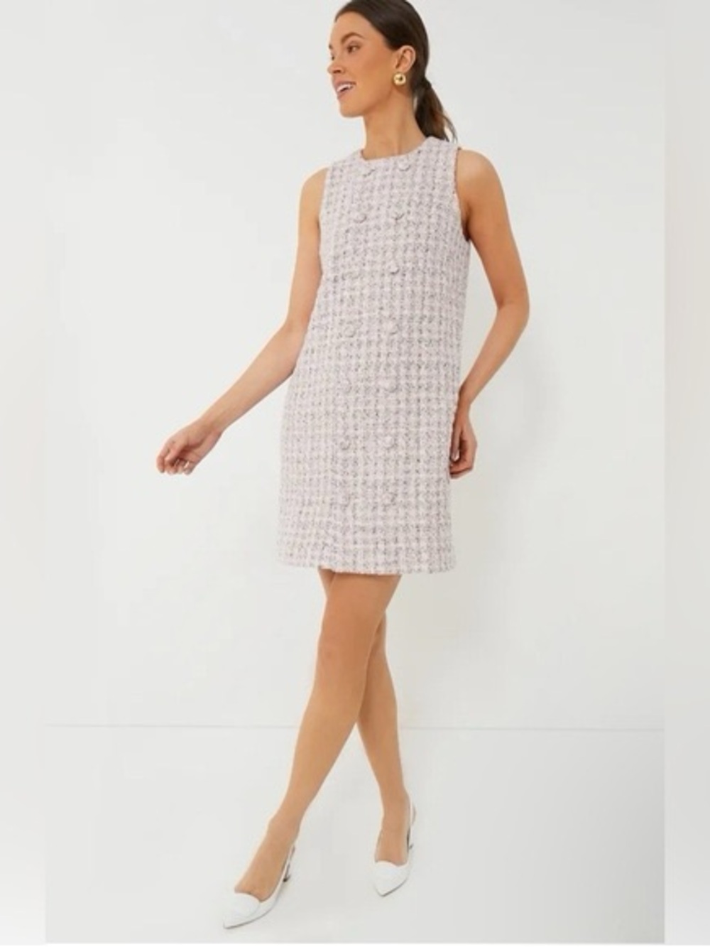 Pomander Place Peony Tweed Bianca Dress Pink Size M